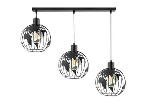 KAR LIGHTING Pendellampe | 3 flammige Pendelleuchte | Hängeleuchte aus Metall | Farbe: Schwarz, Fassung: E27 |Hängelampe für Wohn- und Bürobereiche von KAR LIGHTING
