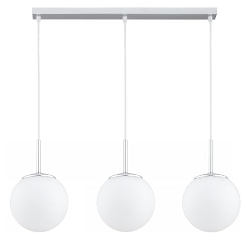 KAR LIGHTING Pendelleuchte 3-flammig aus Stahl & Glas | Hängelampe E27 in Chrom für Wohn-, Ess- & Arbeitszimmer | Höhe verstellbar | Modern & LED-kompatibel von KAR LIGHTING