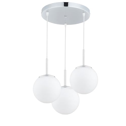 KAR LIGHTING Runde Pendelleuchte 3-flammig aus Stahl & Glas | Hängelampe E27 in Chrom für Wohn-, Ess- & Arbeitszimmer | Höhe verstellbar | Modern & LED-kompatibel von KAR LIGHTING