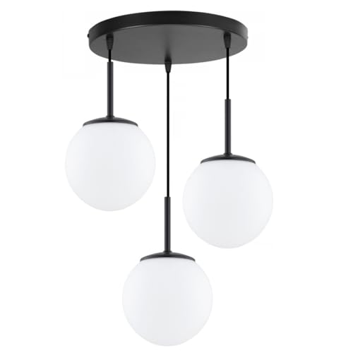 KAR LIGHTING Runde Pendelleuchte 3-flammig aus Stahl & Glas | Hängelampe E27 in Schwarz für Wohn-, Ess- & Arbeitszimmer | Höhe verstellbar | Modern & LED-kompatibel von KAR LIGHTING