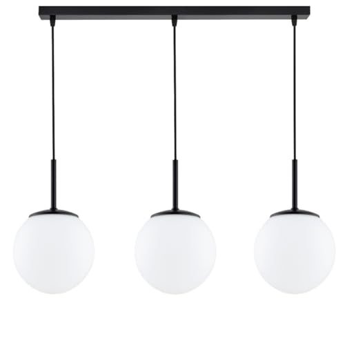 KAR LIGHTING Pendelleuchte 3-flammig aus Stahl & Glas | Hängelampe E27 in Schwarz für Wohn-, Ess- & Arbeitszimmer | Höhe verstellbar | Modern & LED-kompatibel von KAR LIGHTING