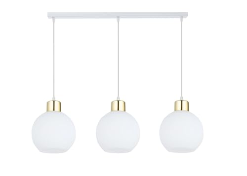 KAR LIGHTING Pendellampe | 3 flammige Pendelleuchte | Hängeleuchte aus Stahl, Glas | Farbe: Weiß, Fassung: E27 |Hängelampe für Wohn- und Bürobereiche von KAR LIGHTING