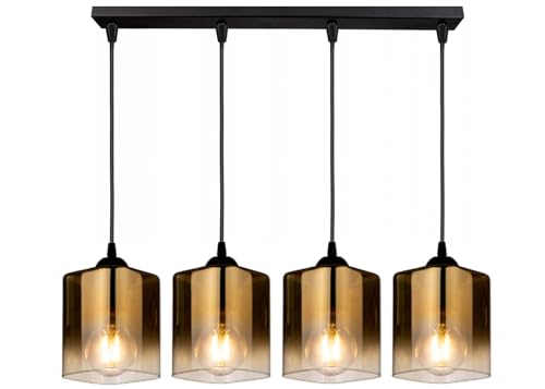 KAR LIGHTING Pendellampe | 4 flammige Pendelleuchte | Hängeleuchte aus Metall, Glas | Farbe: Gold-Transparent, Fassung: E27 |Hängelampe für Wohn- und Bürobereiche KAR LIGHTING Pendellampe | 4 flammige Pendelleuchte | Hängeleuchte aus Metall, Glas | Farbe: Gold-Transparent, Fassung: E27 |Hängelampe für Wohn- und Bürobereiche von KAR LIGHTING