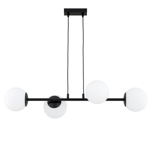 KAR LIGHTING Sputnik Pendelleuchte 4-flammig aus Stahl & Glas | Hängelampe E27 in Schwarz für Wohn-, Ess- & Arbeitszimmer | Höhe verstellbar | Modern & LED-kompatibel von KAR LIGHTING