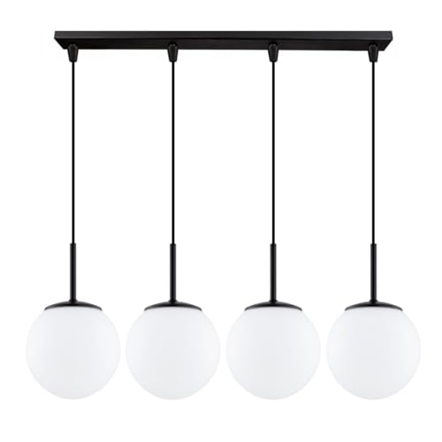 KAR LIGHTING Pendelleuchte 4-flammig aus Stahl & Glas | Hängelampe E27 in Schwarz für Wohn-, Ess- & Arbeitszimmer | Höhe verstellbar | Modern & LED-kompatibel von KAR LIGHTING