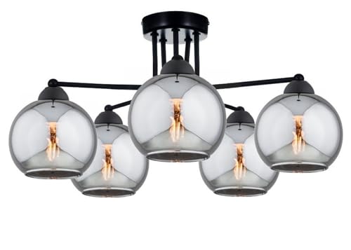 KAR LIGHTING Runde Deckenleuchte 5-flammig aus Metall und Glas in Schwarz | E27 Fassung | LED geeignet | Deckenlampe für Wohnzimmer, Flur, Schlafzimmer, Küche oder Büro KAR LIGHTING Runde Deckenleuchte 5-flammig aus Metall und Glas in Schwarz | E27 Fassung | LED geeignet | Deckenlampe für Wohnzimmer, Flur, Schlafzimmer, Küche oder Büro von KAR LIGHTING