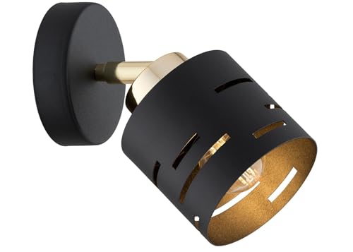 KAR LIGHTING Runde Wandleuchte 1-flammig aus Metall in Schwarz mit Gold, verstellbar | E27 Fassung | LED geeignet | Wandlampe für Flur, Schlafzimmer, Wohnzimmer, Küche oder Büro KAR LIGHTING Runde Wandleuchte 1-flammig aus Metall in Schwarz mit Gold, verstellbar | E27 Fassung | LED geeignet | Wandlampe für Flur, Schlafzimmer, Wohnzimmer, Küche oder Büro von KAR LIGHTING