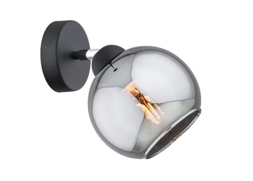 KAR LIGHTING Wandleuchte 1-flammig aus Metall und Glas in Schwarz, drehbar | E27 Fassung | LED geeignet | Wandlampe für Flur, Wohnzimmer, Schlafzimmer oder Büro von KAR LIGHTING