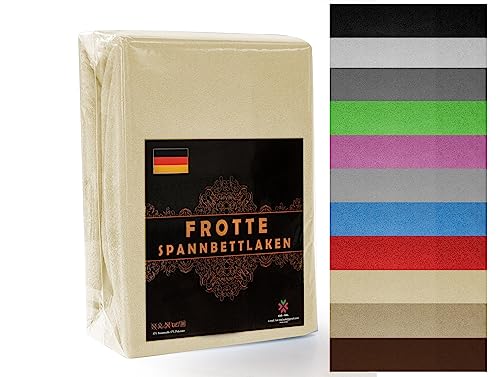 Frottee Spannbettlaken 160x200 cm Ecru - Frottee Bettlaken 160x200cm – Frottee Spannbetttücher 160x200 – Frottee Leintuch – Frottee Spannbetttuch 160x200 - Frottee Laken 160x200 von KAR-MAL