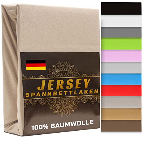 Spannbettlaken 120x200cm Creme 165 g/m² – Jersey Spannbetttuch 120x200 cm 100% Gekämmte Baumwolle Made in EU - Bettlaken 120x200 bis 20 cm Matratzenhöhe (Creme, 120 x 200cm) von KAR-MAL