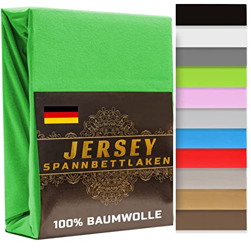 Spannbettlaken 200x200cm Grün 165 g/m² – Jersey Spannbetttuch 200x200 cm 100% Gekämmte Baumwolle Made in EU - Bettlaken 200x200 bis 20 cm Matratzenhöhe (Grün, 200 x 200cm) von KAR-MAL