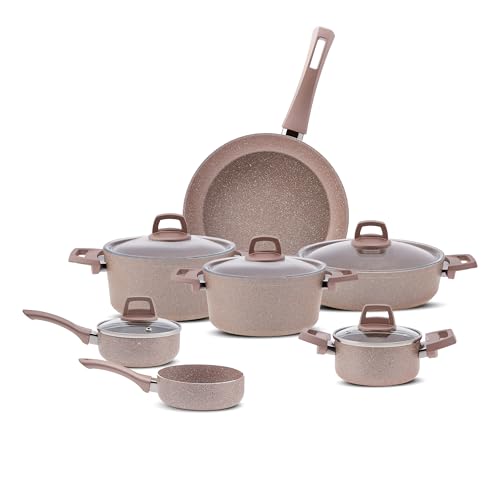 KARACA Biogranit Rosegold 12 Piece Cookware Set Topfset Basic Topfset Griffe, Ausgezeichnete Wärmeverteilung, Bratpfanne,und Deckel, Zeit- und Energieersparnis, Spülmaschinengeeignet KARACA Biogranit Rosegold 12 Piece Cookware Set Topfset Basic Topfset Griffe, Ausgezeichnete Wärmeverteilung, Bratpfanne,und Deckel, Zeit- und Energieersparnis, Spülmaschinengeeignet von KARACA