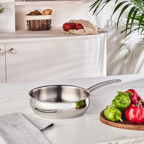 KARACA Emirgan Edelstahl-Bratpfanne 24 cm (3,15 L) - Antihaftbeschichtet Pfanne, Induktionspfanne, Langlebige Edelstahlpfanne-Kochware von KARACA