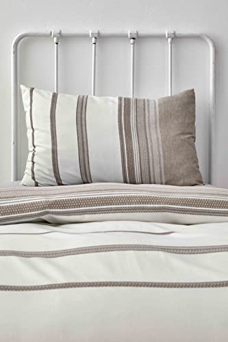KARACA Home Brown Dobby gewebtes Bettwäsche-Set für Einzelbett, (135 x 200 cm Bettbezug + 100 x 200 + 27 cm Spannbettlaken + 50 x 75 cm Kissenbezug), Baumwoll-Viskose, Dobby-gewebt, Bestickt, von KARACA