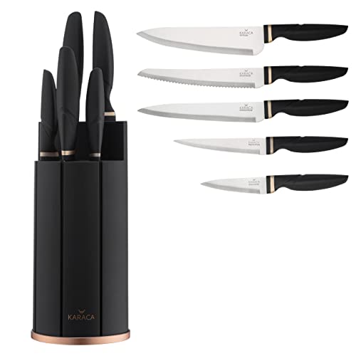 KARACA Proof Cut 6-teiliges Messerset, Stahl, Küchenmesser, Einfach zur Reinigung, Elegant Design, Scharf Messerset, Praktisch und Strapazierfähig, Professional Messer von KARACA