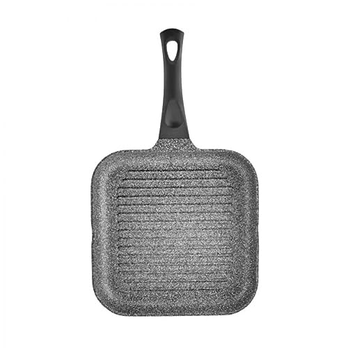 KARACA Serra Grey Biogranite Grillpfanne 28cm,Beschichtung in Granitoptik, Ergonomisch Geformten, Bratpfanne, Pfannen, Crepe Pfanne Granit von KARACA