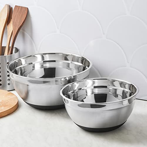 KARACA Stainless Steel Mixing Bowls Rührschüssel Set 2-Teiliges Edelstahl Schüsseln für die Küche Rührschüssel, Salatschüssel, Servierschüssel, Schüsselset Stapelbar und Spülmaschinenfest von KARACA