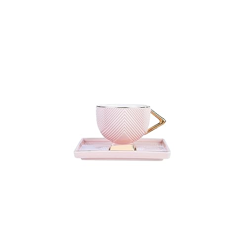 Karaca Art Deco Rosa 4 Teiliges Für 2 Personen Mochatassen-Espressotassen Set Kaffeetassen Set Untertasse, Robuste Mokkatasse, Dicker Trinkrand, Porzellan Espresso Set von KARACA