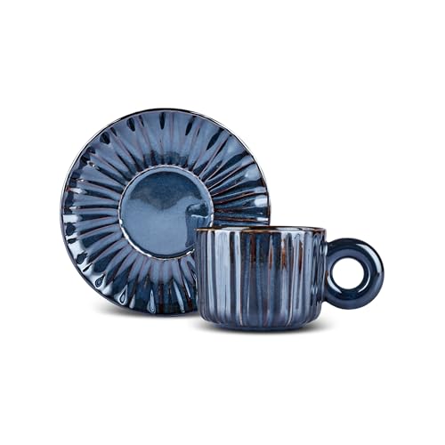 Karaca Arthur Marineblaue Teetasse für 2 Personen, 260 ml von KARACA