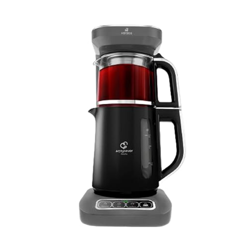 Karaca Caysever Robotea Pro 4-in-1 Sprechender Automatischer Teekocher & Caydanlik, Filterkaffeemaschine, Breiwassererwärmer und Wasserkocher Teemaschine, 2500W, Space Gray Türkische Teekanne von KARACA