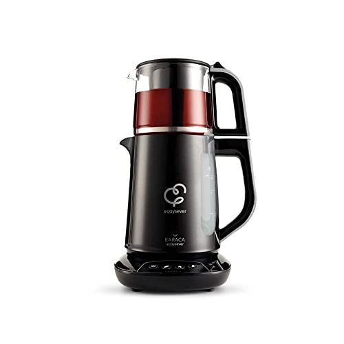 Karaca Caysever Teekanne Sprechende Teemaschine Chrome, 1.5 LT Wassertank, 0.8 LT Glaskanne, Türkischer Teekocher, Teepot, Wasserkocher, Water Kettle, Teepot und Wasserkocher, Caydanlık von KARACA