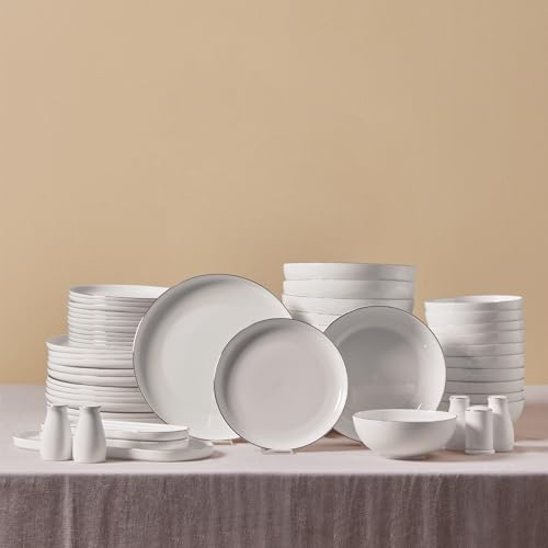 Karaca Favaro 56-teiliges Geschirrset – Elegantes -Akzent New Generation Bone für anspruchsvolle Tischarrangements und vielseitige Verwendung (Platin) von KARACA