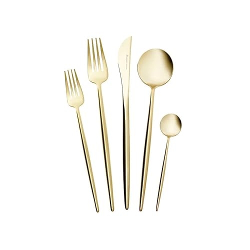 Karaca Jupiter Shiny 6 Personen Besteck Set Champagner Gold, 30 Teilig: Hochwertiges Edelstahl-Besteck, Modernes Design, Perfekt für den täglichen Gebrauch und besondere Anläss von KARACA