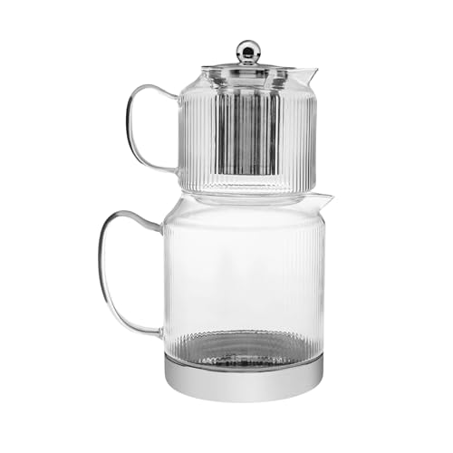 Karaca Kelly XL Borosilikatglas Teekannen-Set mit Edelstahl-Teesieb, 2 L Kessel & 1 L Glas Teekanne mit Sieb, Turkish Tea Pot, Caydanlik, Türkischer Teebereiter für Kräutertee, losen Tee Karaca Kelly XL Borosilikatglas Teekannen-Set mit Edelstahl-Teesieb, 2 L Kessel & 1 L Glas Teekanne mit Sieb, Turkish Tea Pot, Caydanlik, Türkischer Teebereiter für Kräutertee, losen Tee von KARACA