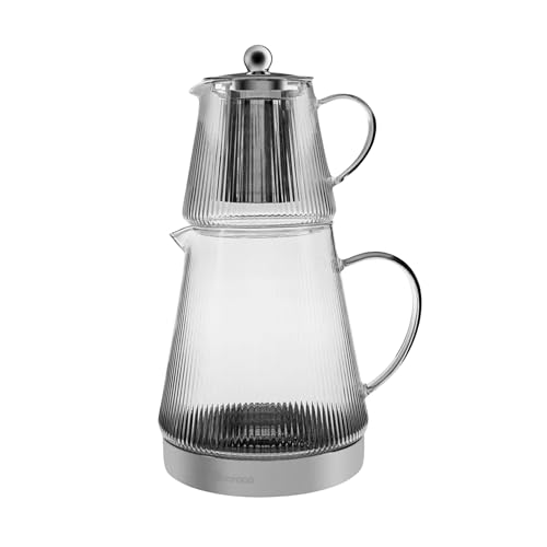 Karaca Keops Borosilikatglas-Teekanne, 1500 ml, Glas, Trinkgefäß, Temperaturbeständiger, Teebereiter Glaskanne Geeignet für Teewarmer von KARACA