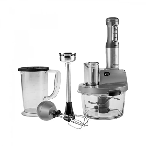 Karaca Mastermaid Küchenroboter aus Stahlglas, Langer Mixer, 2500 W, Galaxy Grey von KARACA