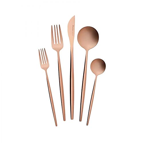 Karaca Orion Matte Rose Gold Besteck Set 30 Teile 6 Personen, Stahl, Essbesteck Tafelbesteck Set Besteck Messer, Gabeln, Löffel, Kuchengabeln, Modernes Design von KARACA