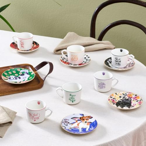 Karaca Perro Kaffeetasse Set für 6 Personen, 80 ml - 12-teiliges Porzellan Kaffee-Set, Tassen und Untertassen von KARACA