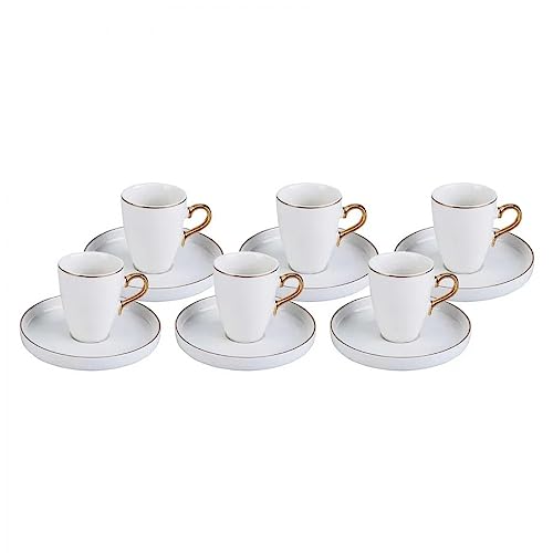 Karaca Pippo Espresso Coffee Service per 6 persone, 6 tazze da caffè e 6 piattini, robusta tazza da moka, tazze da caffè spesse, tazze da caffè espresso, porcellana von KARACA