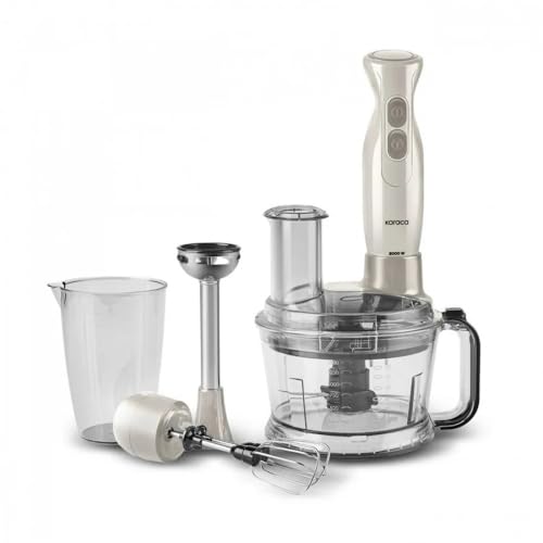 Karaca Pro-Multimax Küchenroboter, Iconic Beige Latte, 2000W - Multifunktionaler Küchenhelfer für maximale Leistung - Enthält Mischbehälter (800 ml) und Behälter (1,5 L) - Kraftvoller 2000 W Motor von KARACA