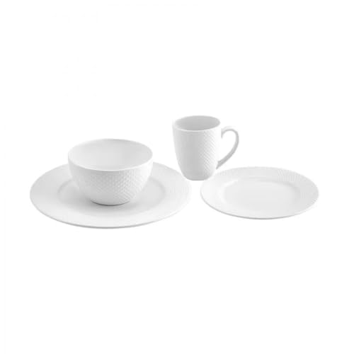 Karaca Punto Geschirr-Set, geprägt, für 4, 16-teilig, Teller und Schüsseln, Geschirr-Set, Weiß - Elegantes Tafelservice für stilvolle Tischarrangements Karaca Punto Geschirr-Set, geprägt, für 4, 16-teilig, Teller und Schüsseln, Geschirr-Set, Weiß - Elegantes Tafelservice für stilvolle Tischarrangements von KARACA