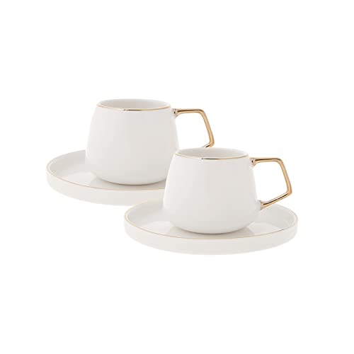 Karaca Saturn Kaffeetasse Für 2 Personen, Teetassen, Porzellan, Für Kaffee, Tee, Milch, Türkisches Kaffee-Espresso-Set, Türkisch, Stilvolles Design Praktisch, Traditionelle Kaffeetasse von KARACA