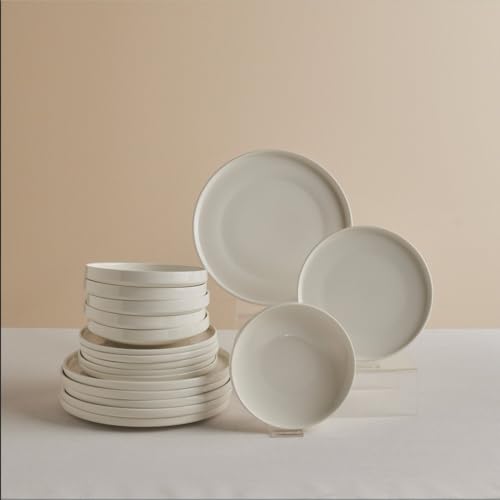 Karaca Stream Bone Felix XL Tafelservice 18-teilig für 6 Personen – Edles Geschirrset aus Fine Bone Porzellan, Modernes Design, Mikrowellen- & Spülmaschinengeeignet von KARACA