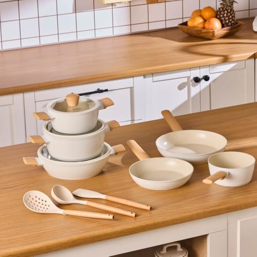 Karaca Swiss Crystal Almond Cream 12-teiliges Kochgeschirr-Set von KARACA