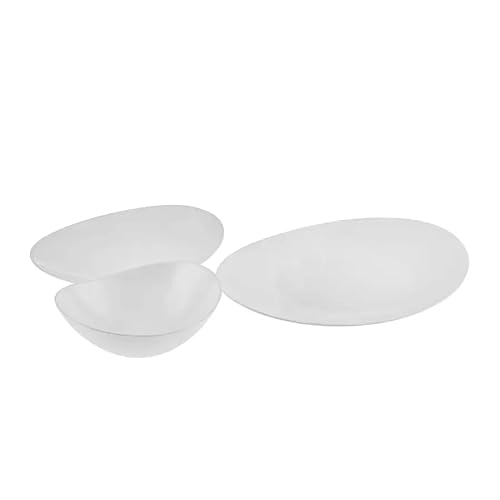 Karaca Tafelservice aus reinem Glas – 12-teiliges ovales Geschirr-Set für 4 Personen, weißes Geschirr-Set mit Tellern und Schüsseln, Basic Full Dinner Set von KARACA