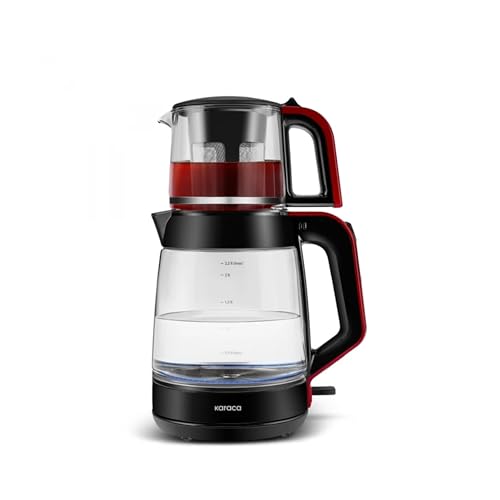 Karaca Türkische Teemaschine, Elektrischer Wasserkocher mit Temperaturkontrolle 2,2 L & Glasteekanne mit Infuser 0,9 L, Multifunktionale Teemaschine 1900 W, Rot Karaca Türkische Teemaschine, Elektrischer Wasserkocher mit Temperaturkontrolle 2,2 L & Glasteekanne mit Infuser 0,9 L, Multifunktionale Teemaschine 1900 W, Rot von KARACA