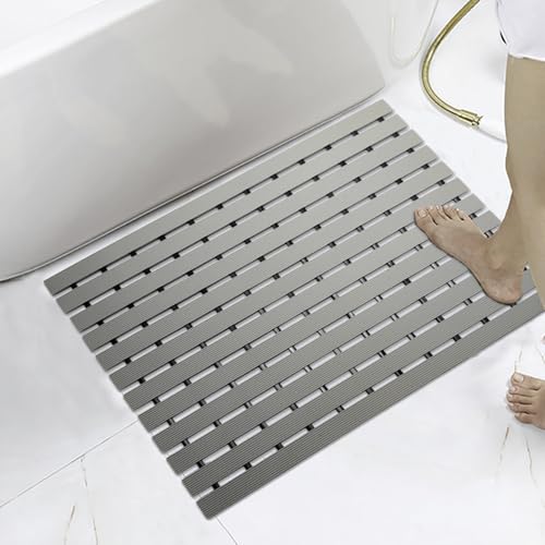 KARAT Antirutsch-Bädermatte für Nasszonen - 43 x 1000 cm, Grau - Antibakterielle Fußmatte mit Drainagefunktion - Badematte, Duschrost, Saunarost, Nassraummatte für Umkleiden, Schwimmbäder, Bad von KARAT