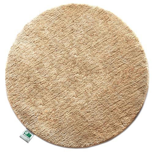 KARAT Badematte Sky, Badteppich in Rund, Dichtes, Flauschiges Wohlgefühl für Ihr Zuhause, Badvorleger rutschfest waschbar, schadstoffgeprüft (Beige, 95 cm (Rund)) von KARAT