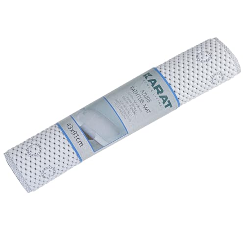 KARAT Badewannenmatte, rutschfeste Badematte, Duschmatte für Kinder und Erwachsene, Antirutschmatte mit Saugnäpfen (Azure) (Weiß) von KARAT