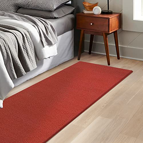 KARAT Bettvorleger Dynasty - edle Velours Bettumrandung - Teppich Läufer für Schlafzimmer Wohnzimmer - Flauschiger Teppichläufer (80 x 160 cm, Rot) von KARAT