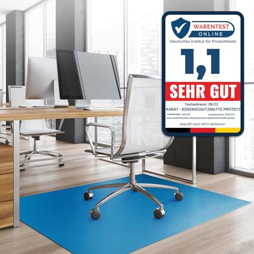 KARAT Bodenschutzmatte für Hartböden - Neo - Fußbodenschutz Schutzmatte Bürostuhl für Parkett Laminat Bodenmatte Bürostuhl - Stärke: 1,5 mm (Blau, 114 x 250 cm) von KARAT