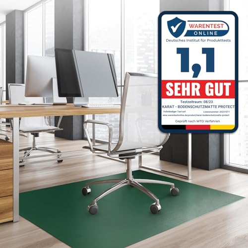 KARAT Bodenschutzmatte für Hartböden - Neo - Fußbodenschutz Schutzmatte Bürostuhl für Parkett Laminat Bodenmatte Bürostuhl - Stärke: 1,5 mm (Grün, 90 x 50 cm) von KARAT
