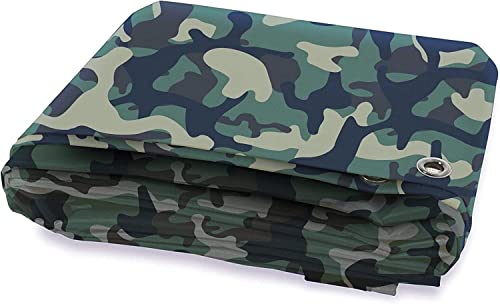 KARAT Camouflage Abdeckplane 100g/m² - Regenplane für Outdoor, Camping, Bauplane, Zeltunterlage, Holzabdeckplane, Gartenplane, Schutzplane, Gewebeplane mit Ösen (1,5 x 6 m) von KARAT