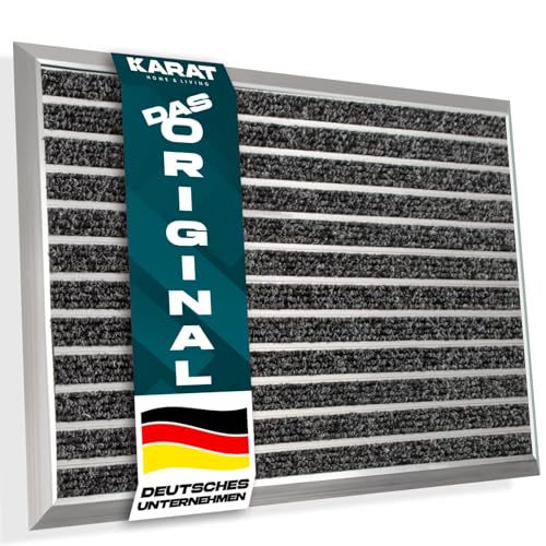 KARAT Fußmatte „Spectral“ mit Aluminiumrahmen für innen & außen - rostfrei & wetterfest - Haustür Fußabtreter - Türmatte Eingangsmatte (Textilfaser Rips. 54 x 83 cm) von KARAT
