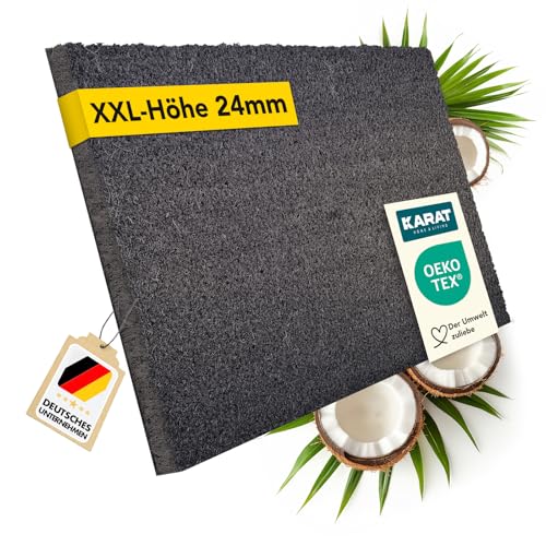 KARAT Fußmatte für Außen und Innen, 40x80 cm Grau XXL-Höhe 24mm, extra Dicke Türmate aus Kokos, Schmutzfangmatte, Kokosmatte mit Rutschfester Rückseite für Haustür, Eingang KARAT Fußmatte für Außen und Innen, 40x80 cm Grau XXL-Höhe 24mm, extra Dicke Türmate aus Kokos, Schmutzfangmatte, Kokosmatte mit Rutschfester Rückseite für Haustür, Eingang von KARAT