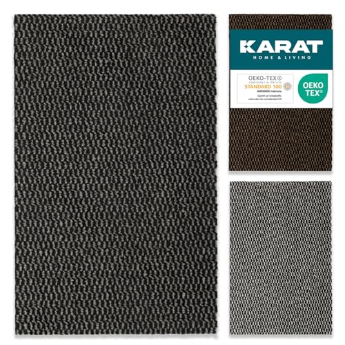 KARAT Fußmatte für Innen & Aussen, Schmutzfangmatte waschbare Sauberlaufmatte mit Rutschfester Rückseite Türmatte für Eingangsbereich, Meterware nach Maß (Schwarz-Grau, 120x1000cm, Melange) von KARAT